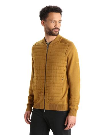 Pánské Mikiny S Kapucí Icebreaker City Label ZoneKnit™ Merino Insulated Knit Bomber Hnědé | CZ 1683VRWD